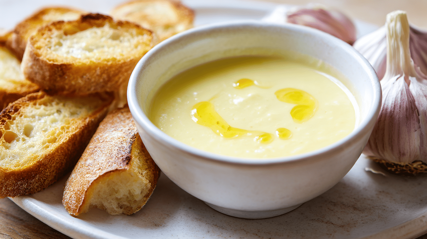 Nahaufnahme der cremigen Textur von original Aioli