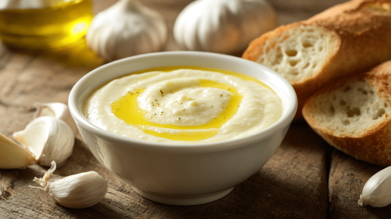 Aioli Original 6 Original Aioli Zubereitung mit frischem Knoblauch und Olivenöl