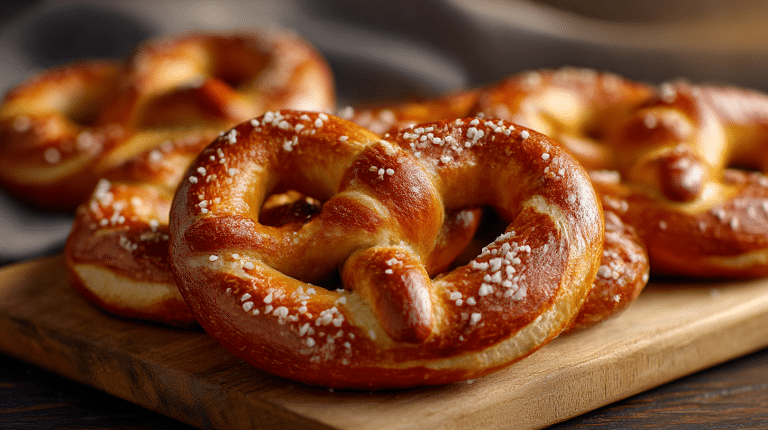 Brezel Rezept Original 8 Original Brezel Rezept auf Holztisch angerichtet, goldbraun und knackig