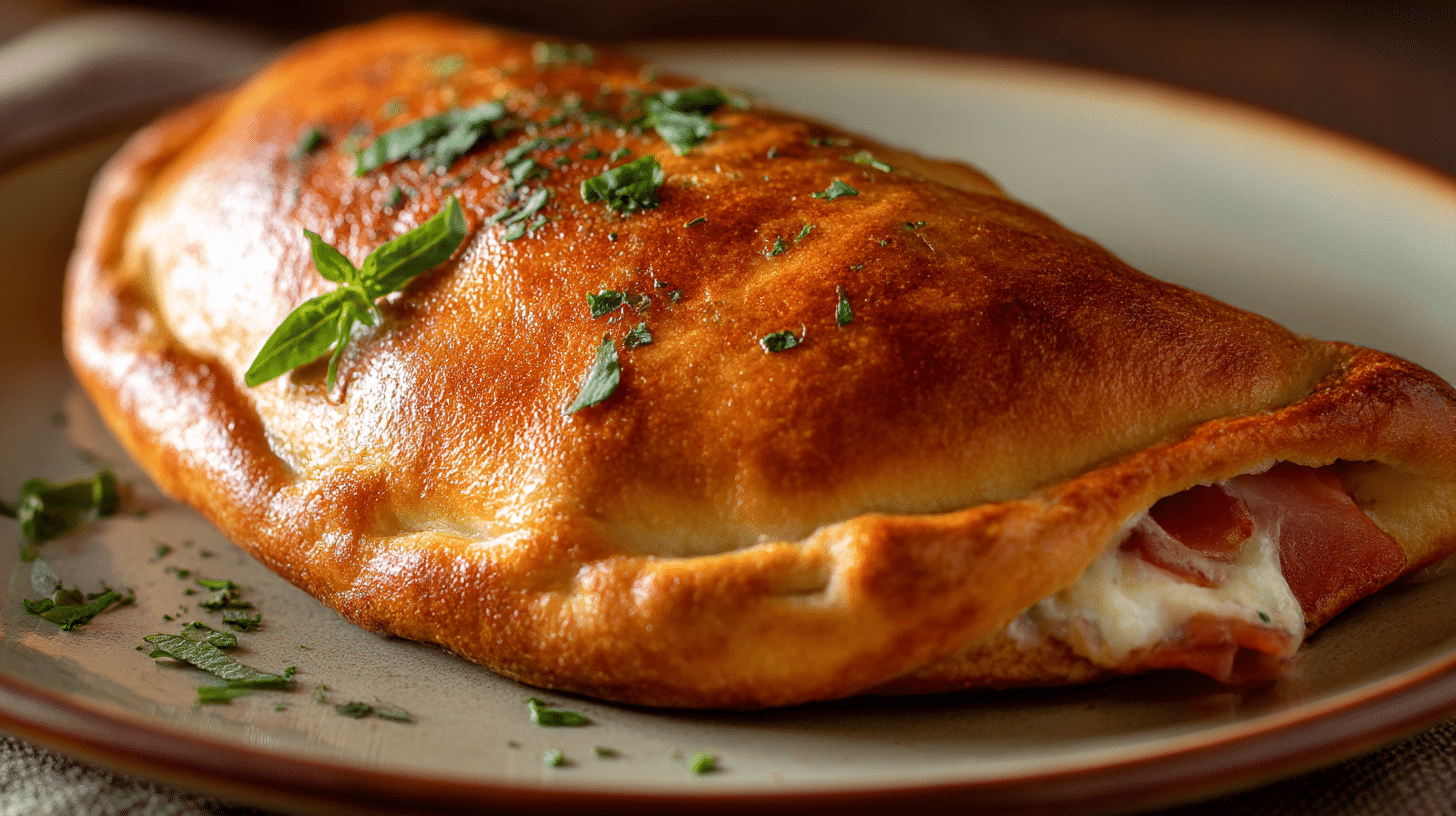 Calzone Rezept Original 1 Original Calzone Rezept in perfekter Form auf einem weißen Teller