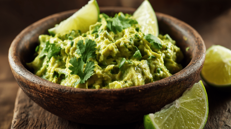 Guacamole original mexikanisch 5 Original mexikanische Guacamole in einer traditionellen Schale, frisch zubereitet.