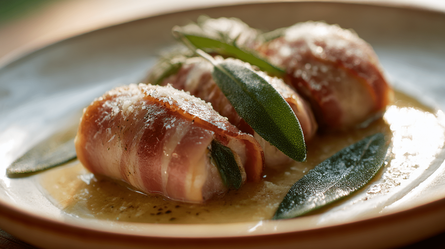 Involtini original serviert mit typischen Beilagen und Gemüse