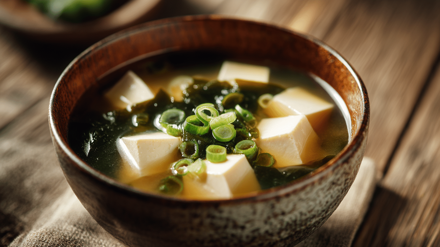 Miso-Suppe Original 1 Original Miso-Suppe in traditioneller Schale mit frischen Zutaten