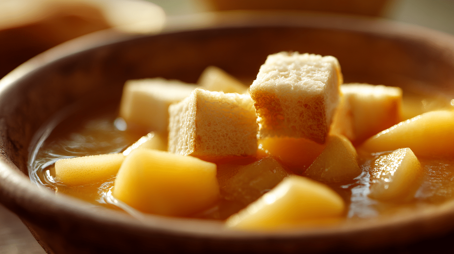 Original Borsteler Apfelsuppe in traditioneller Schüssel serviert