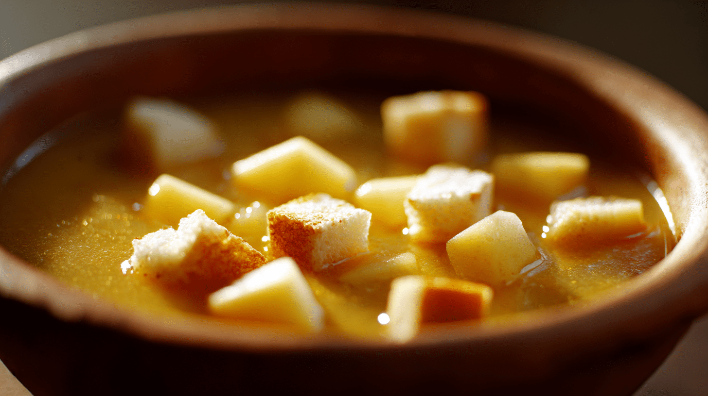 Nahaufnahme der samtigen Textur der Borsteler Apfelsuppe