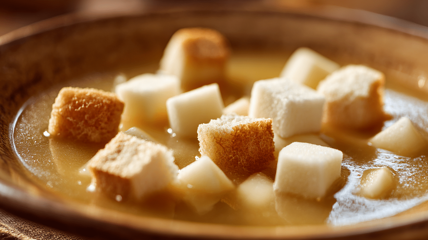 Zutaten für die originale Borsteler Apfelsuppe auf einem Holztisch