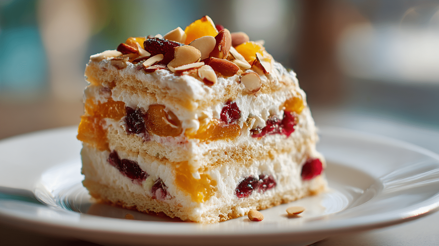 Cassata Siciliana Original 1 Ansicht einer original Cassata Siciliana mit bunten Marzipan-Dekorationen