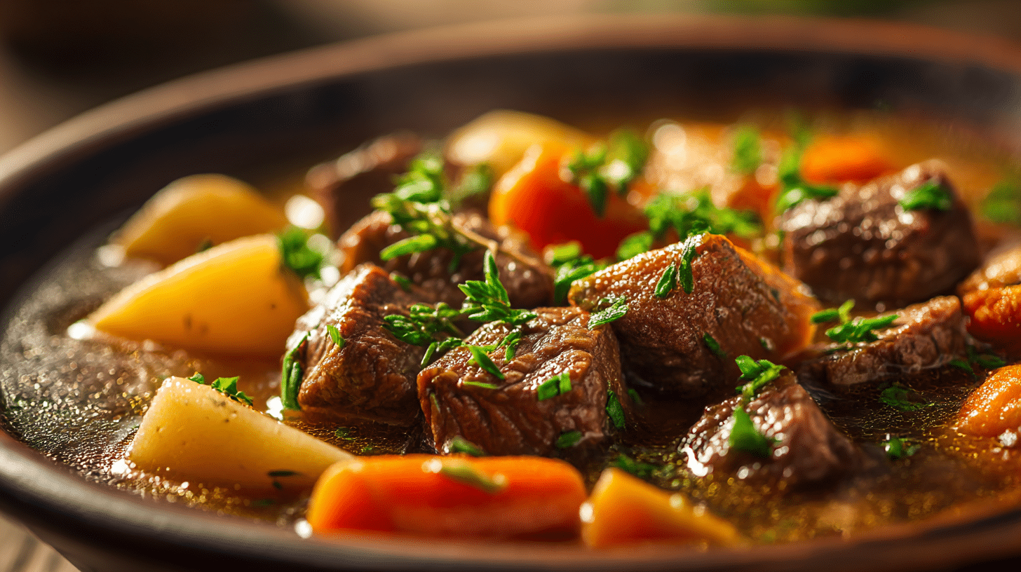 Anschnitt des original Feuertopfs mit einer köstlichen Mischung aus Fleisch und Gemüse
