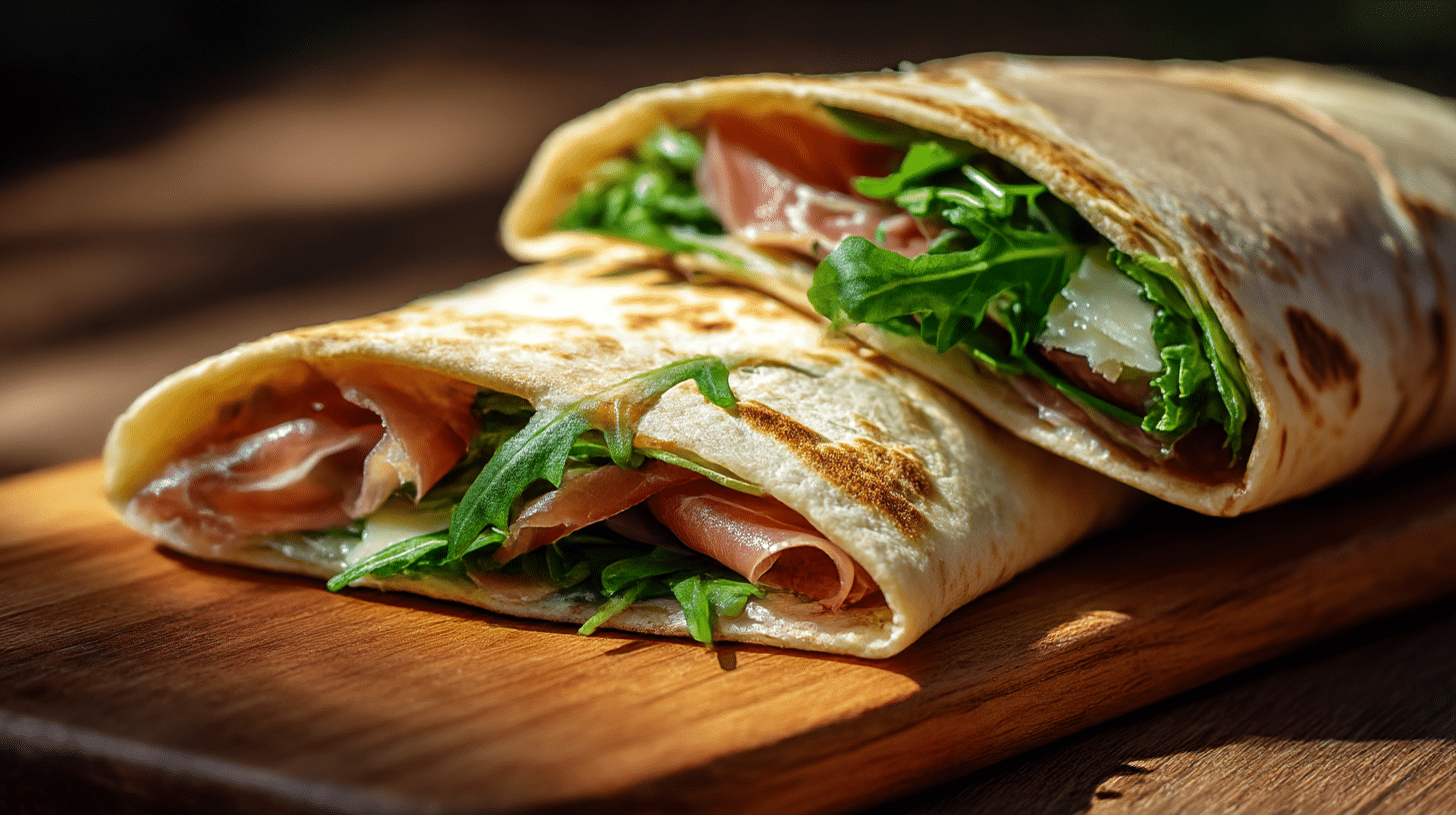 Nahaufnahme der perfekten Textur von original Piadina italienisch