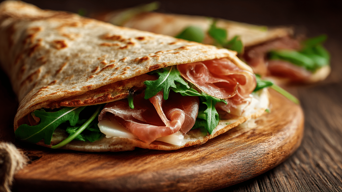 Scheibe original Piadina italienisch mit frischen Füllungen