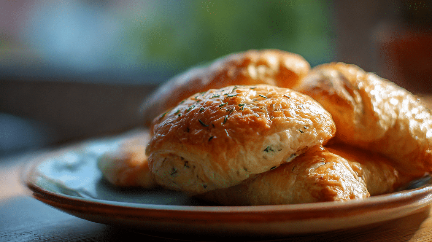 Angeschnittene Original Pogaca mit köstlicher Füllung sichtbar
