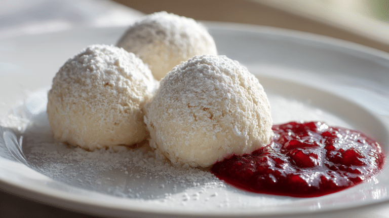 Original Salzburger Nockerl in typischer Hügelform, frisch gebacken
