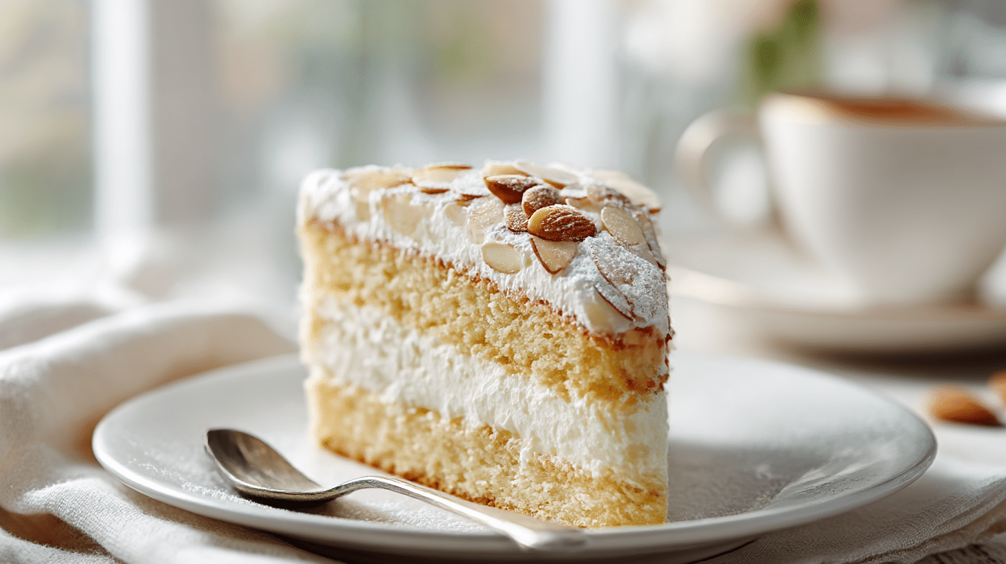 Schwedische Mandeltorte Original 1 Original schwedische Mandeltorte als ganzes Gebäck in traditioneller Form
