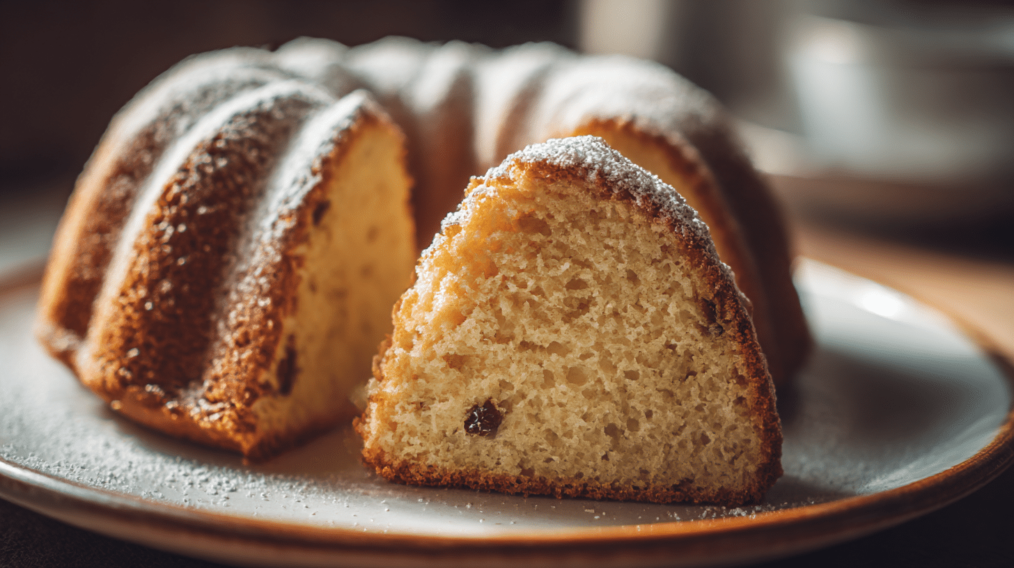 Nahaufnahme des saftigen Inneren eines original Wiener Gugelhupf