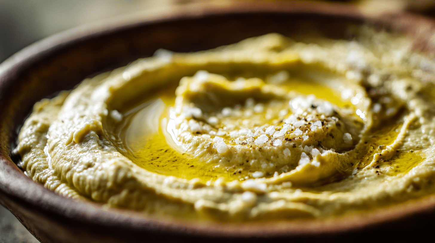 Fertiges Original Fava Gericht mit Gemüsebeilage
