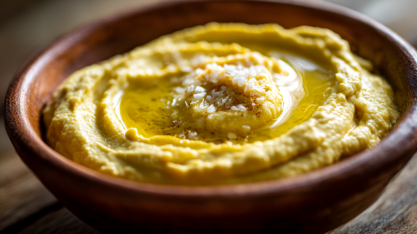 Zutaten für das Original Fava Rezept auf Holztisch