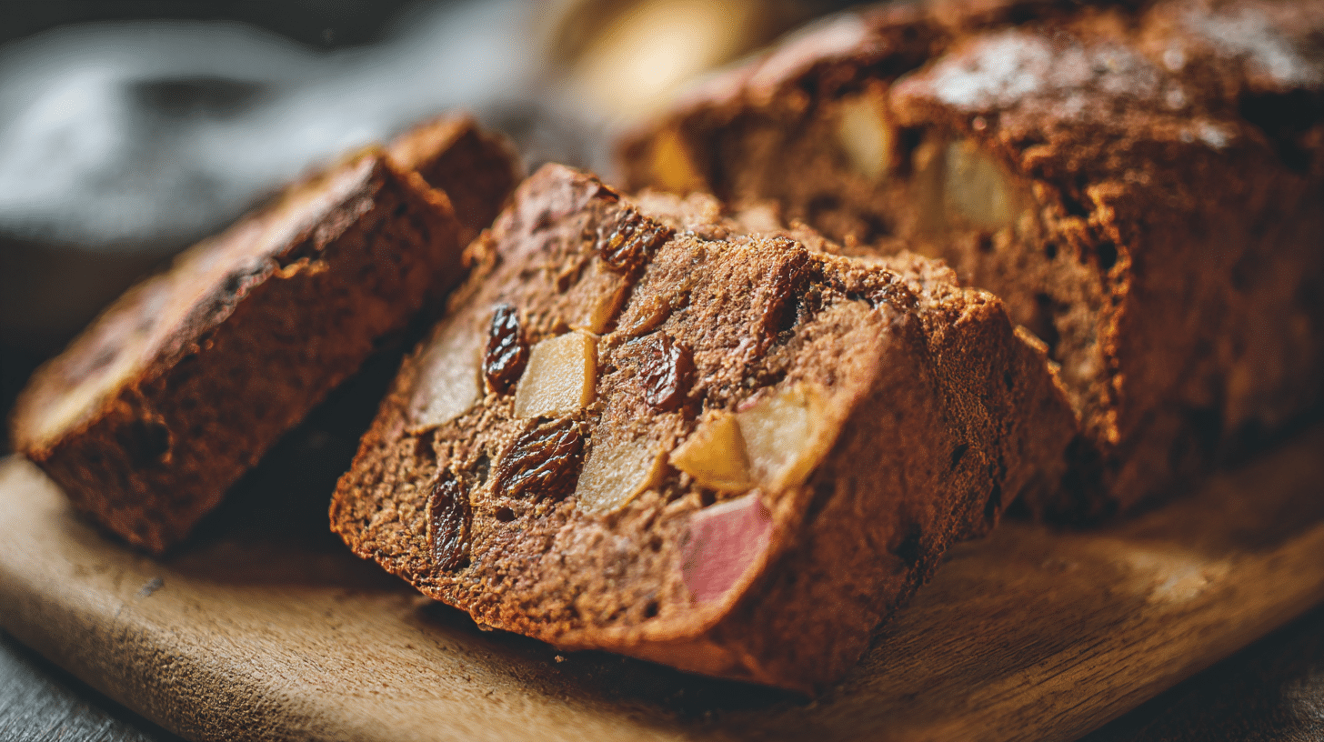 Scheibe original Hutzelbrot auf rustikalem Holzbrett