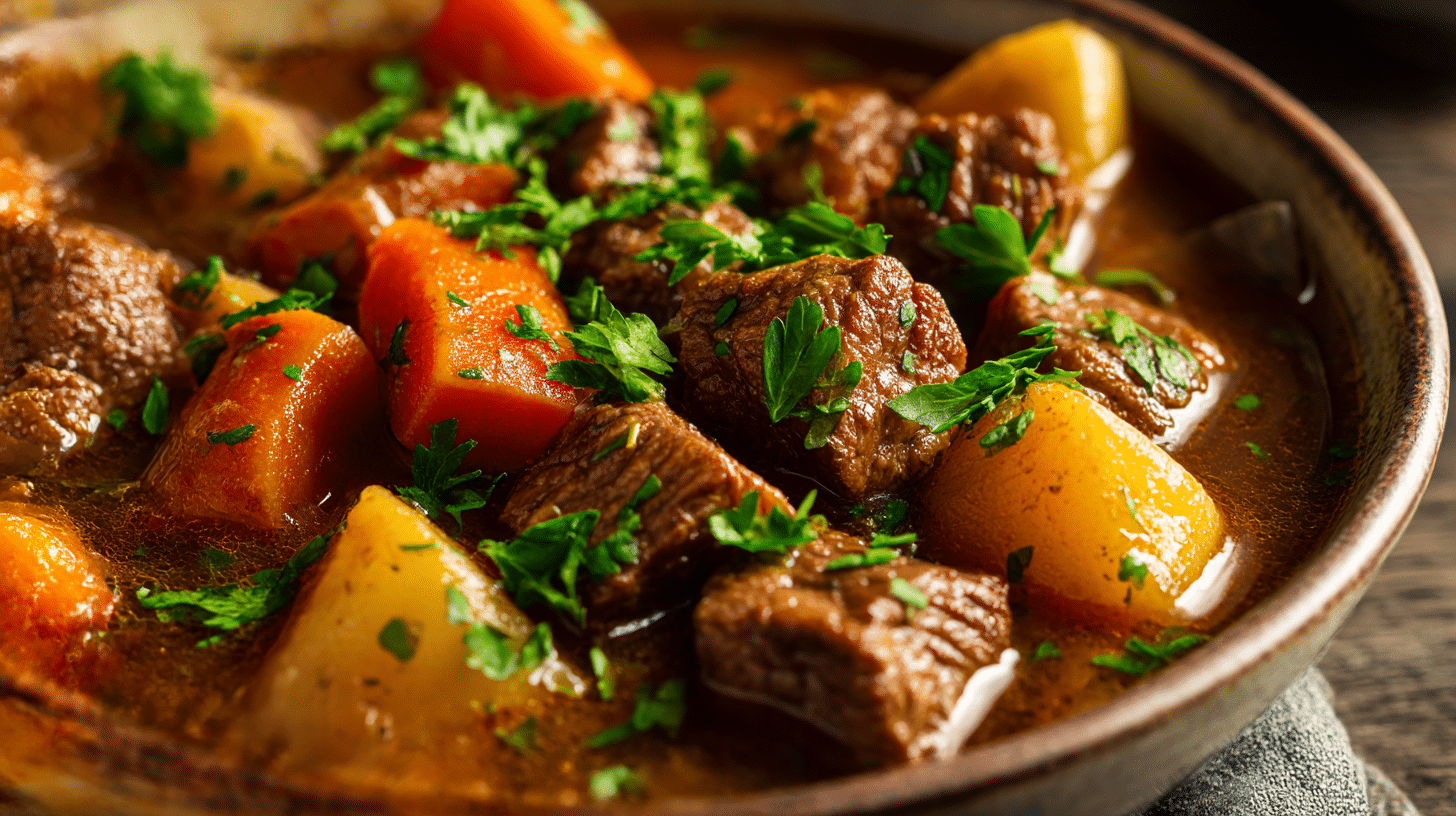 Teller mit original Irish Stew, angereichert mit frischen Kräutern