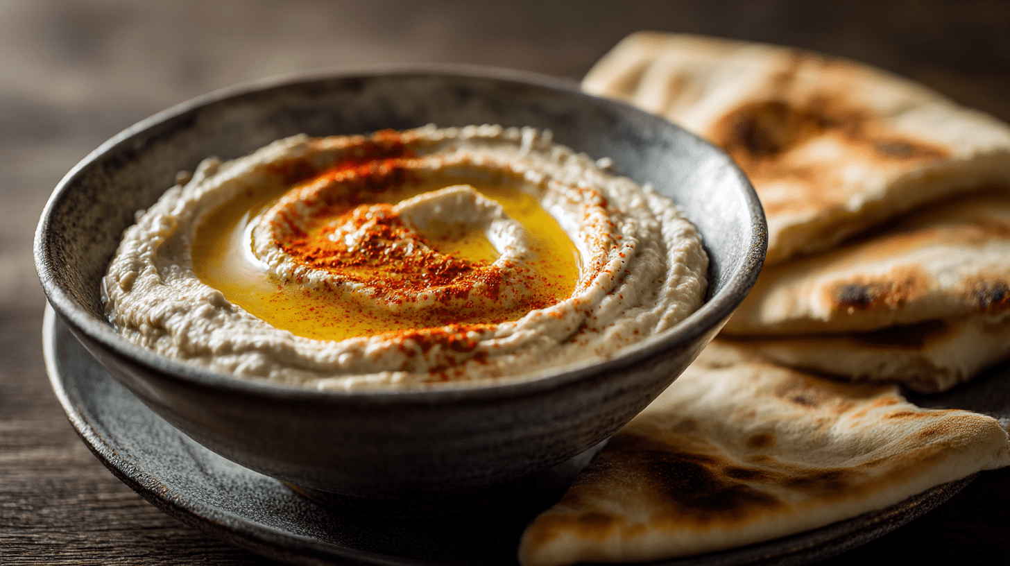 Verschiedene Variationen von original Baba Ganoush, angereichert mit unterschiedlichen Gewürzen