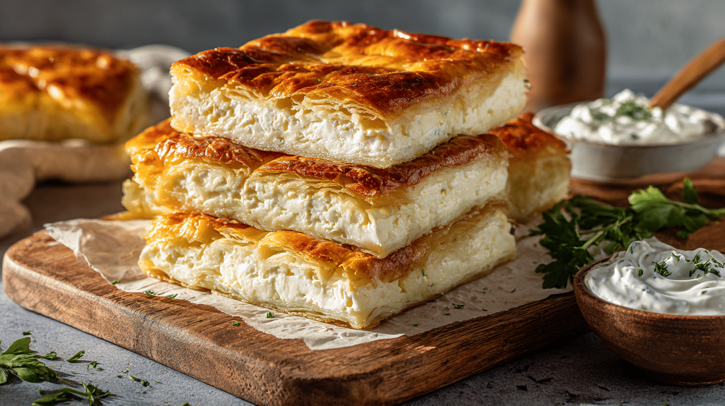 Original Gibanica Rezept original in traditionellem Serviergeschirr