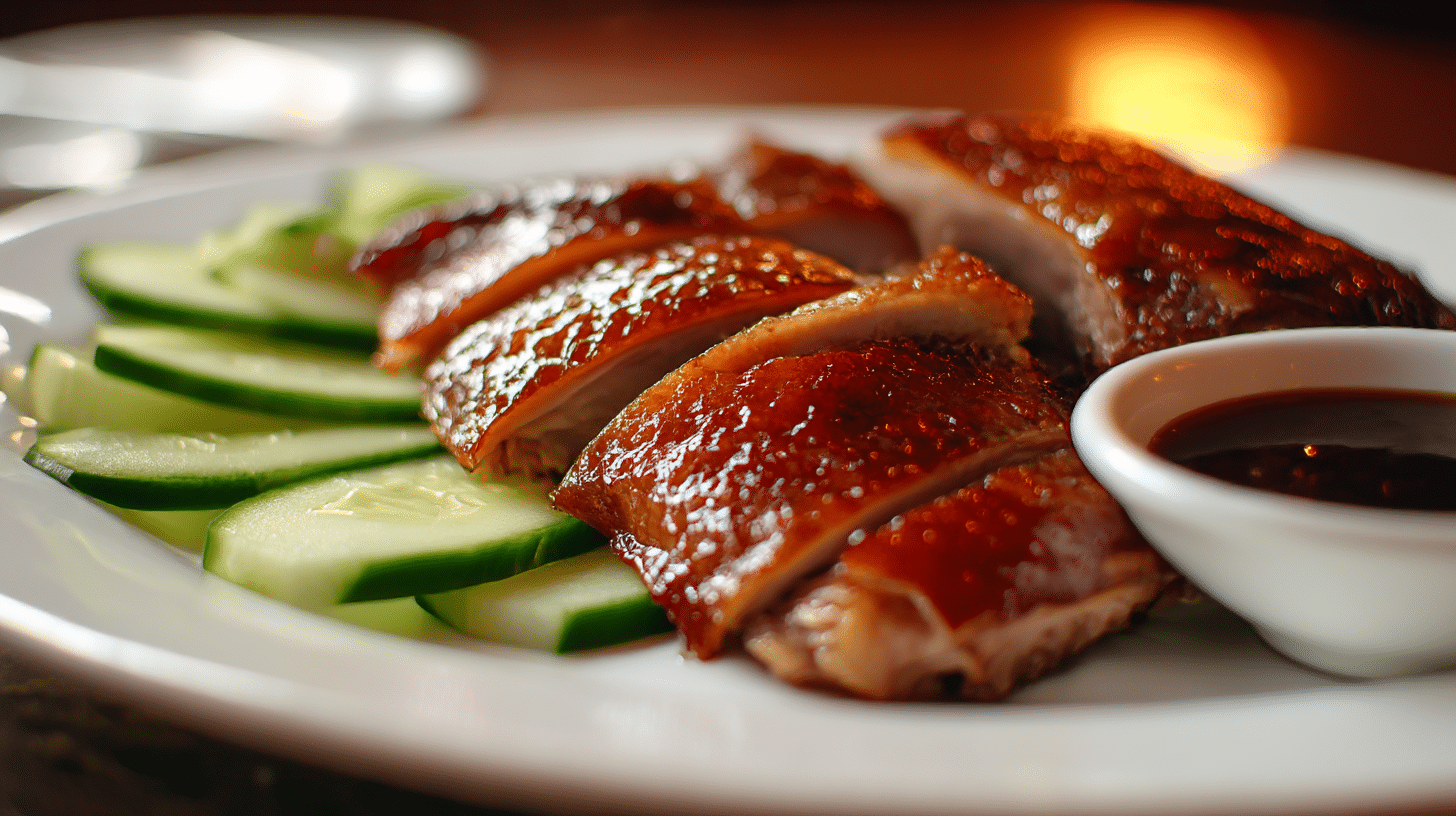 Peking Ente original 1 Original Pekingente auf einem traditionellen chinesischen Teller