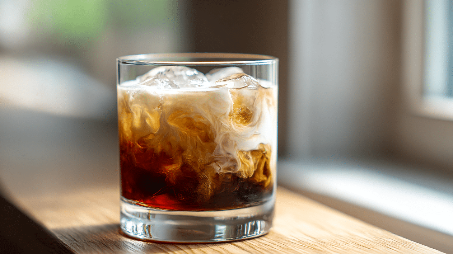 Zutaten für den Original Weißen Russe: Wodka, Kaffeelikör und Sahne