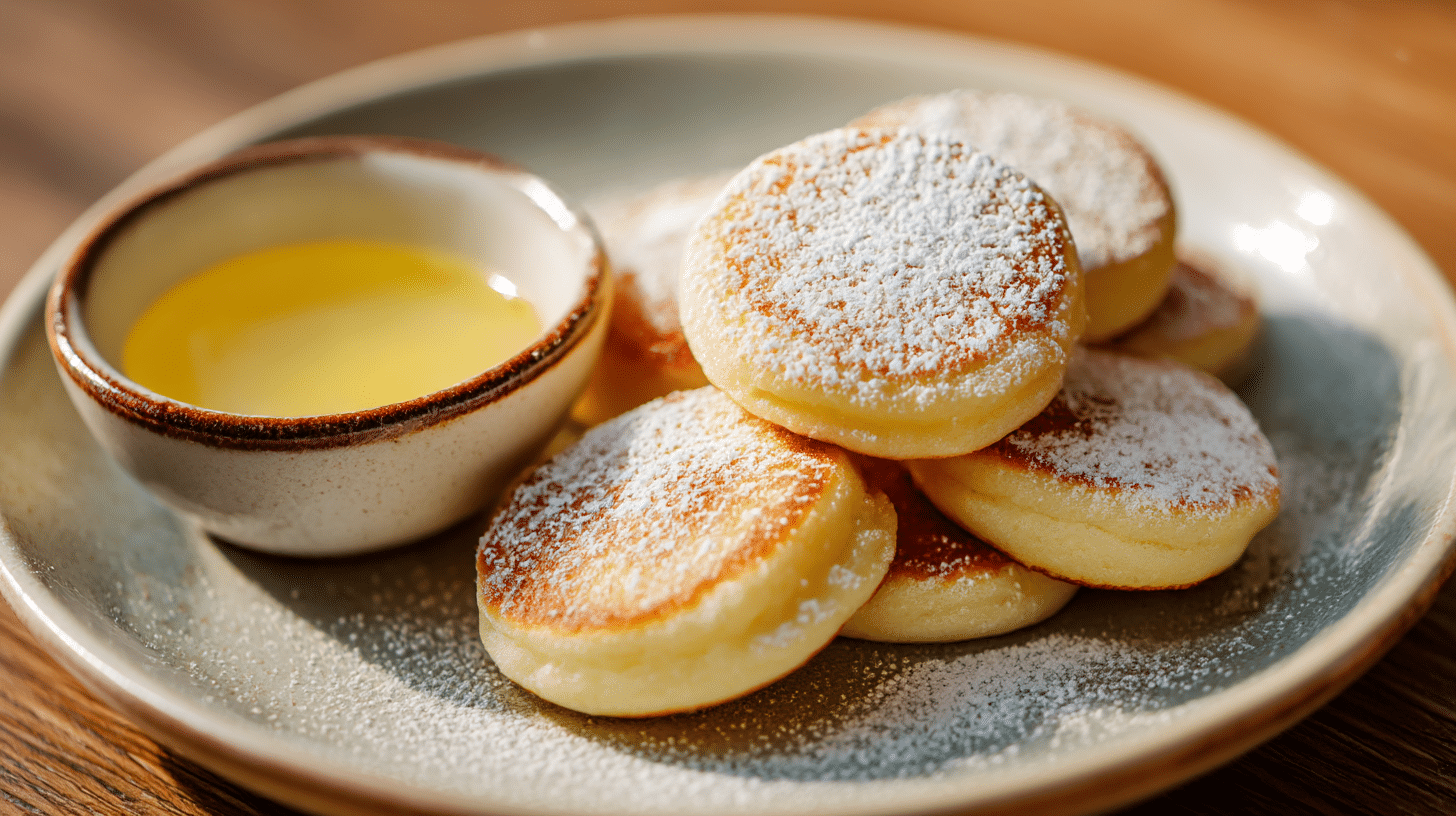 Poffertjes original ohne Hefe, in einer speziellen backform gebacken