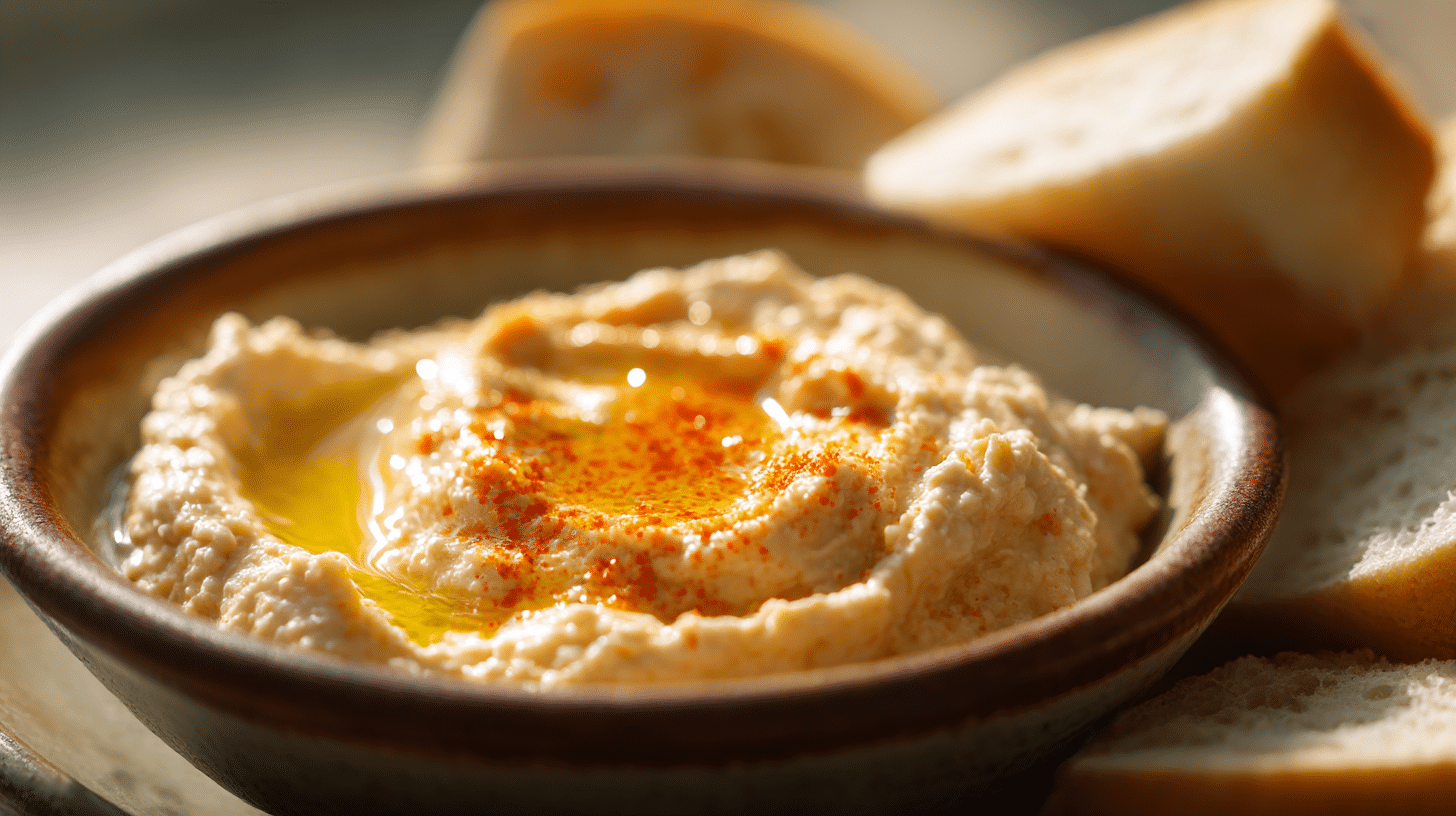 Original Taramas serviert mit traditionellen Beilagen wie Gemüse