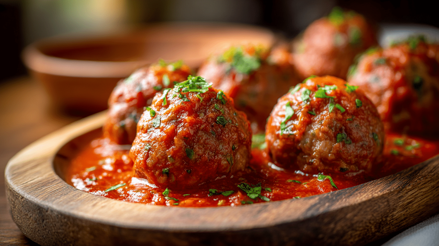 Nahaufnahme einer original Polpette mit knuspriger Außenschicht