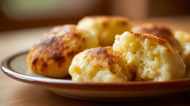 Original Kaspressknödel mit Kartoffeln in schönen Scheiben angerichtet