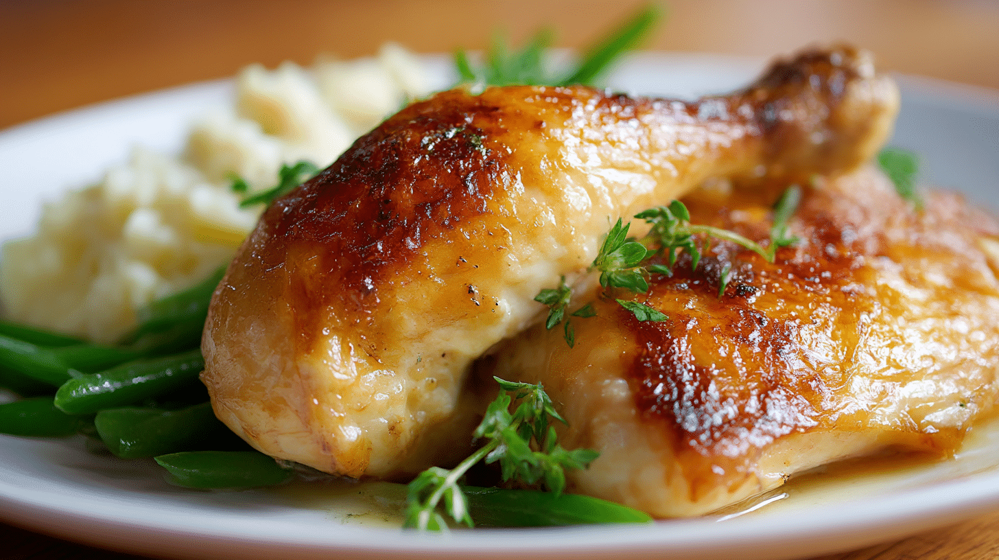 Original Bresse-Huhn auf dem Grill in frischer Kräutermarinade