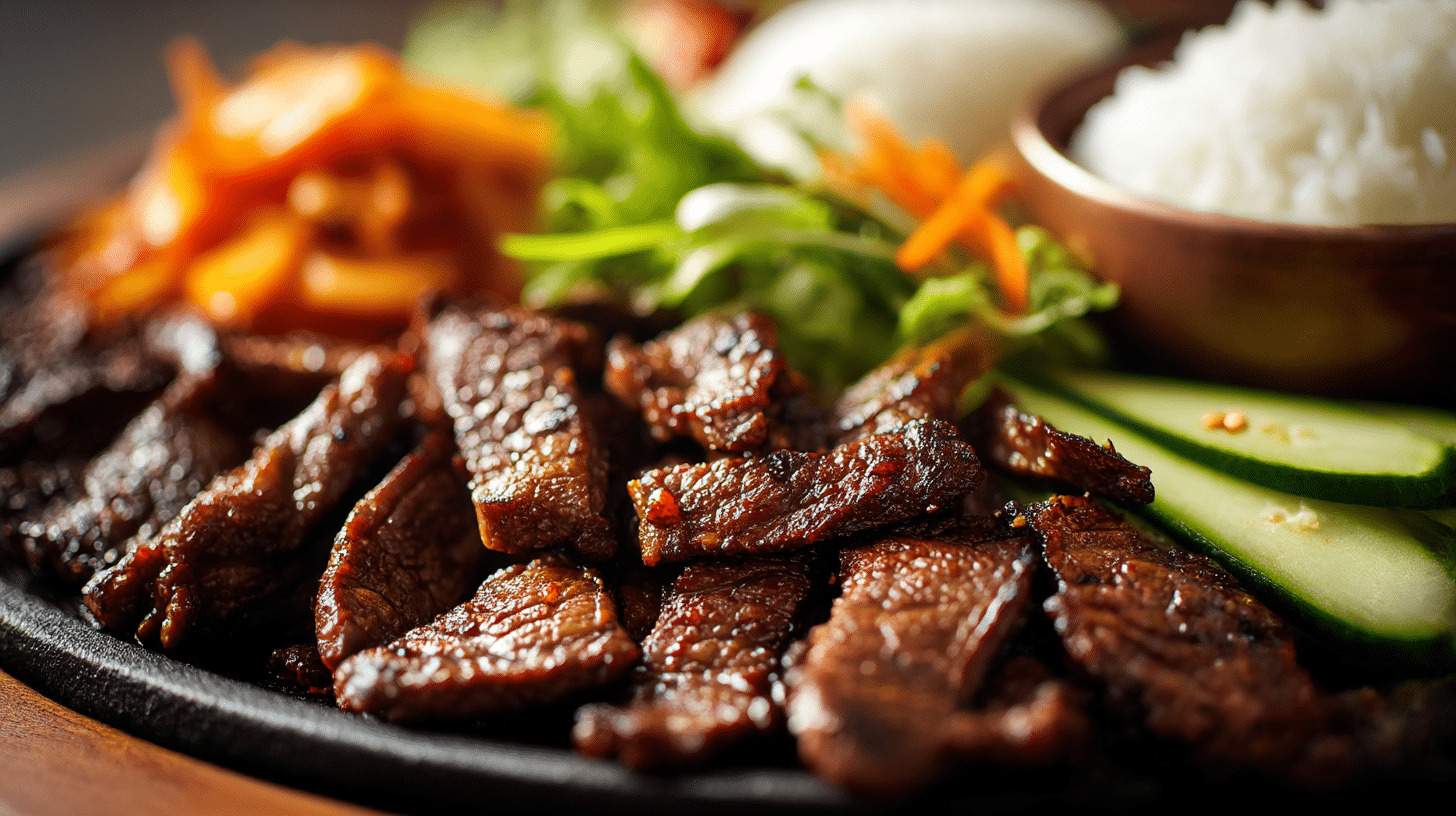 Bulgogi Rezept Original 1 Original Bulgogi Rezept mit mariniertem Rindfleisch und frischem Gemüse