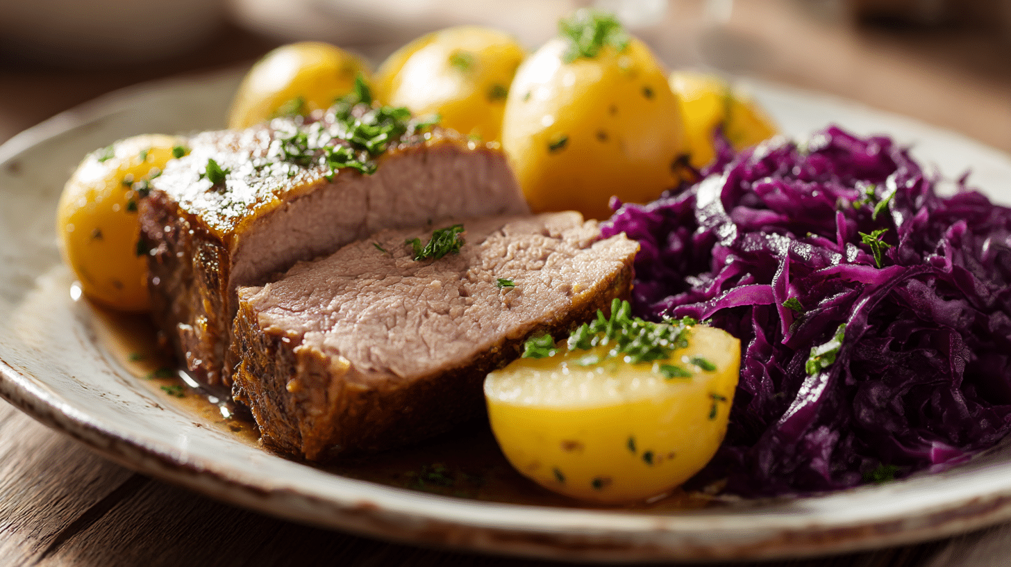 Nahaufnahme der frischen Zutaten für das traditionelle deutsche Gericht