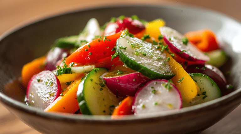 Original Farmersalat in großer Schüssel mit frischem Gemüse