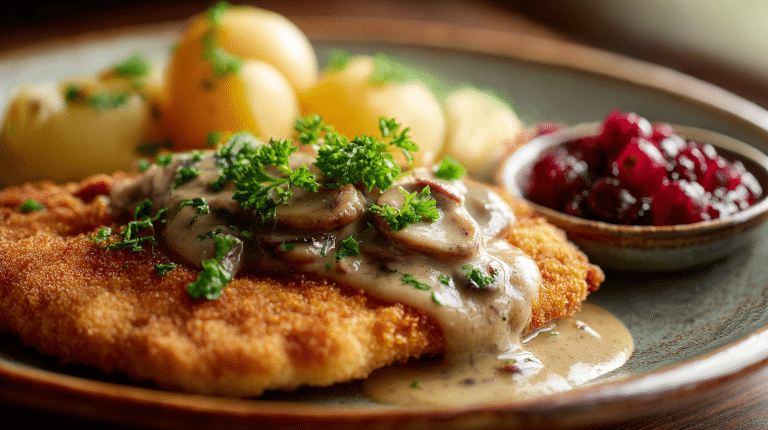 Jägerschnitzel DDR Original 6 Original Jägerschnitzel aus der DDR, gebraten und angerichtet mit Pilzsoße