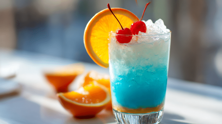 Original Schwimmbecken Cocktail in bunten Gläsern am Pool serviert