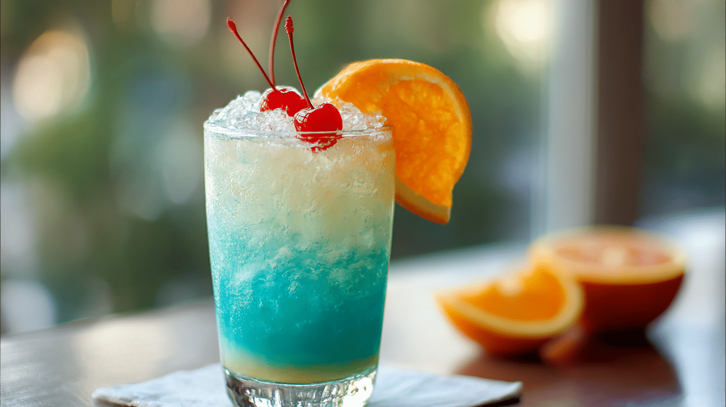 Zubereitung des original Schwimmbecken Cocktails mit fruchtigen Zutaten