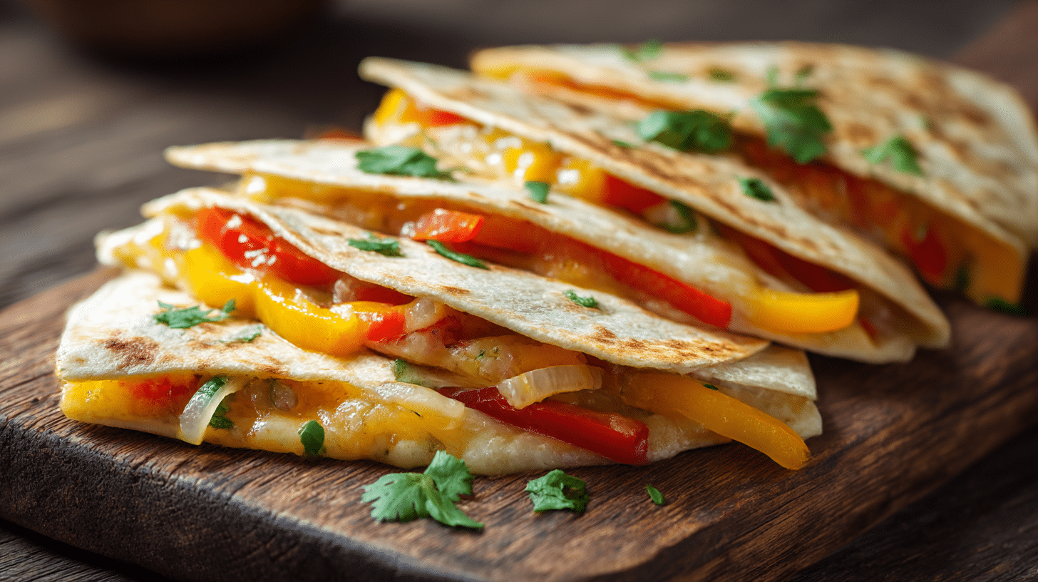 Quesadillas Rezept Original Mexikanisch 1 Original mexikanische Quesadillas auf einem Teller, frisch zubereitet mit Käse und Gemüse
