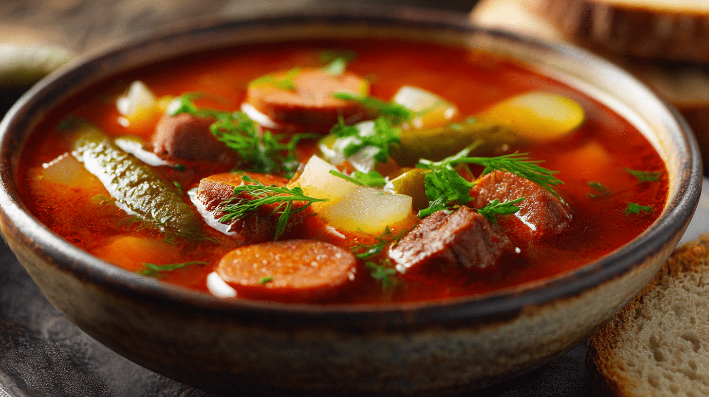 Soljanka Rezept DDR 1 Traditionelle Soljanka im Topf, ein beliebtes DDR-Rezept