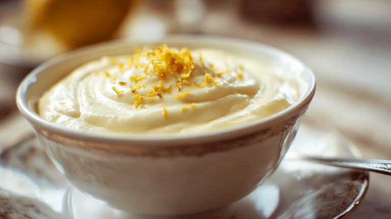 Zitronencreme Omas Rezept 8 Zitronencreme nach Omas Rezept in einer Schüssel, traditionelle Zubereitung