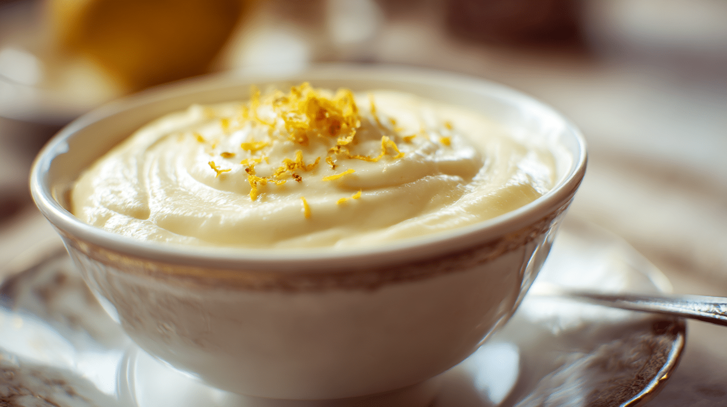 Zitronencreme Omas Rezept 1 Zitronencreme nach Omas Rezept in einer Schüssel, traditionelle Zubereitung