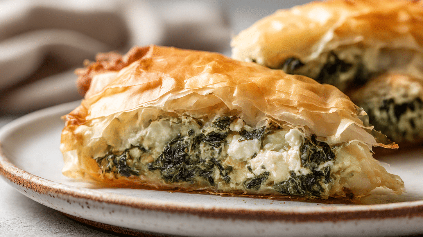 Spanakopita Rezept Original 1 Original Spanakopita in traditioneller Form mit Spinat und Feta gefüllt