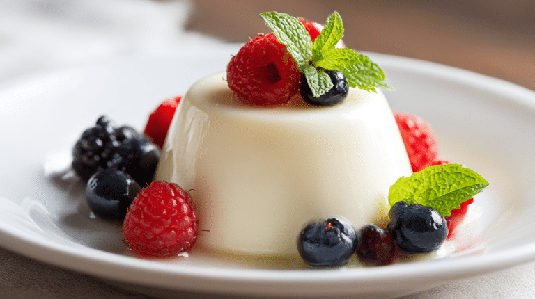 Panna Cotta original mit Joghurt 9 Original Panna Cotta mit Joghurt in elegantem Glas, hochwertig angerichtet